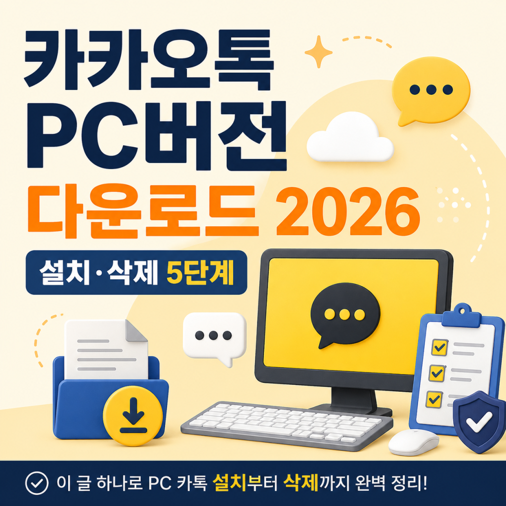 카카오톡 PC버전 다운로드 2026|설치·로그인 인증·삭제 5단계 카카오톡 PC버전 다운로드 2026|설치·로그인 인증·삭제 5단계